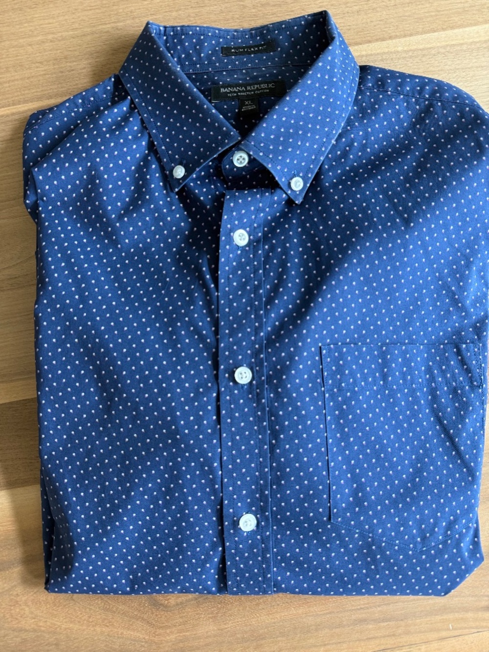 Mens XL Banana Republic Dress Shirt Tech Stretch Cotton Blue
